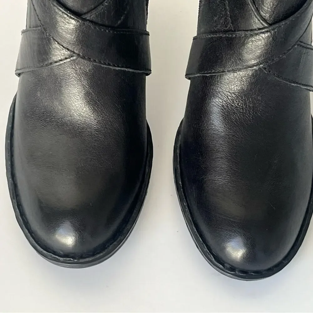 Born Shola leather Moto ankle boots black 9.5